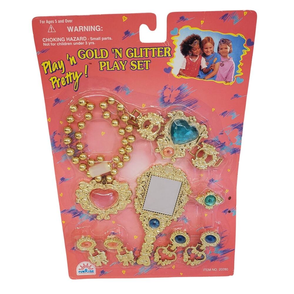 Vintage Gold N Glitter Play Set Childrens Jewelry Play Set NEW 1980s